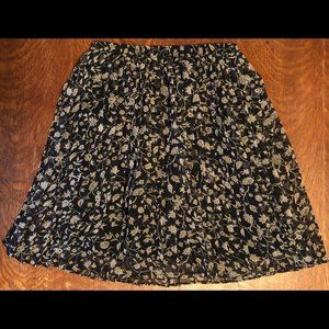 Vintage Anna Sui Black Floral Pleated Skirt S